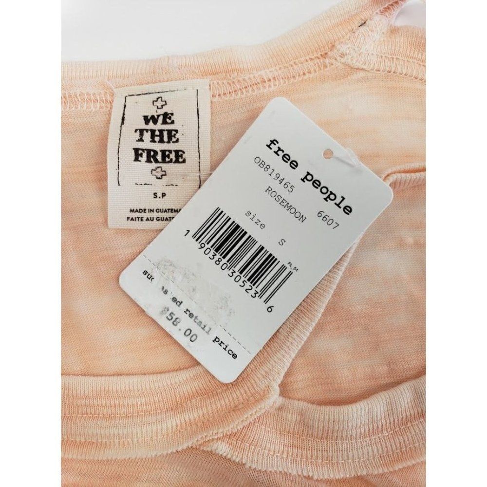 Free People Burnout Cold Shoulder Top Women's Pale Pink Distressed‎ Faded NEW - Picture 6 of 12